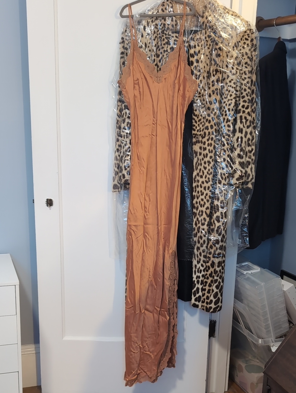Spell Rizzo Silk Slip Maxi Dress in Rust